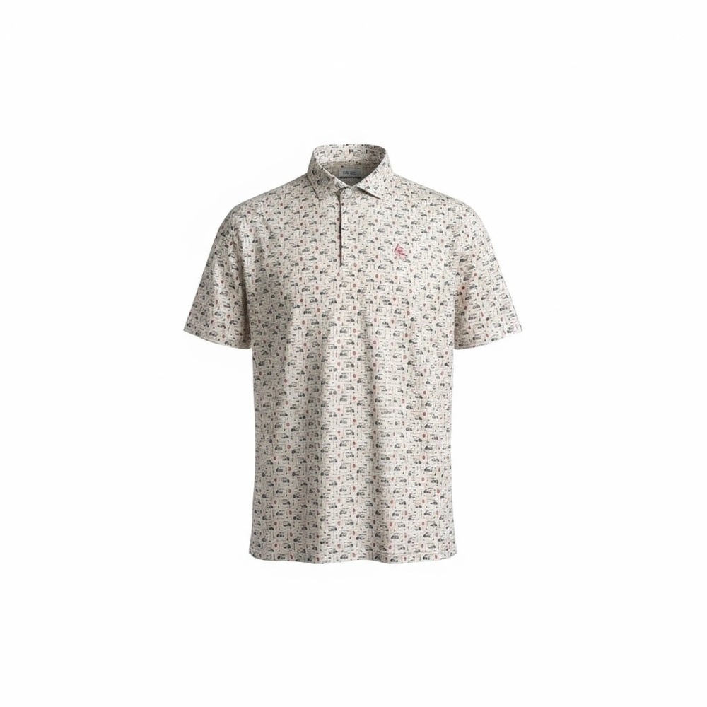 Rhoback Mens The Bev Cart Golf Polo Shirt Short Sleeve All Over‎ Print XXXL